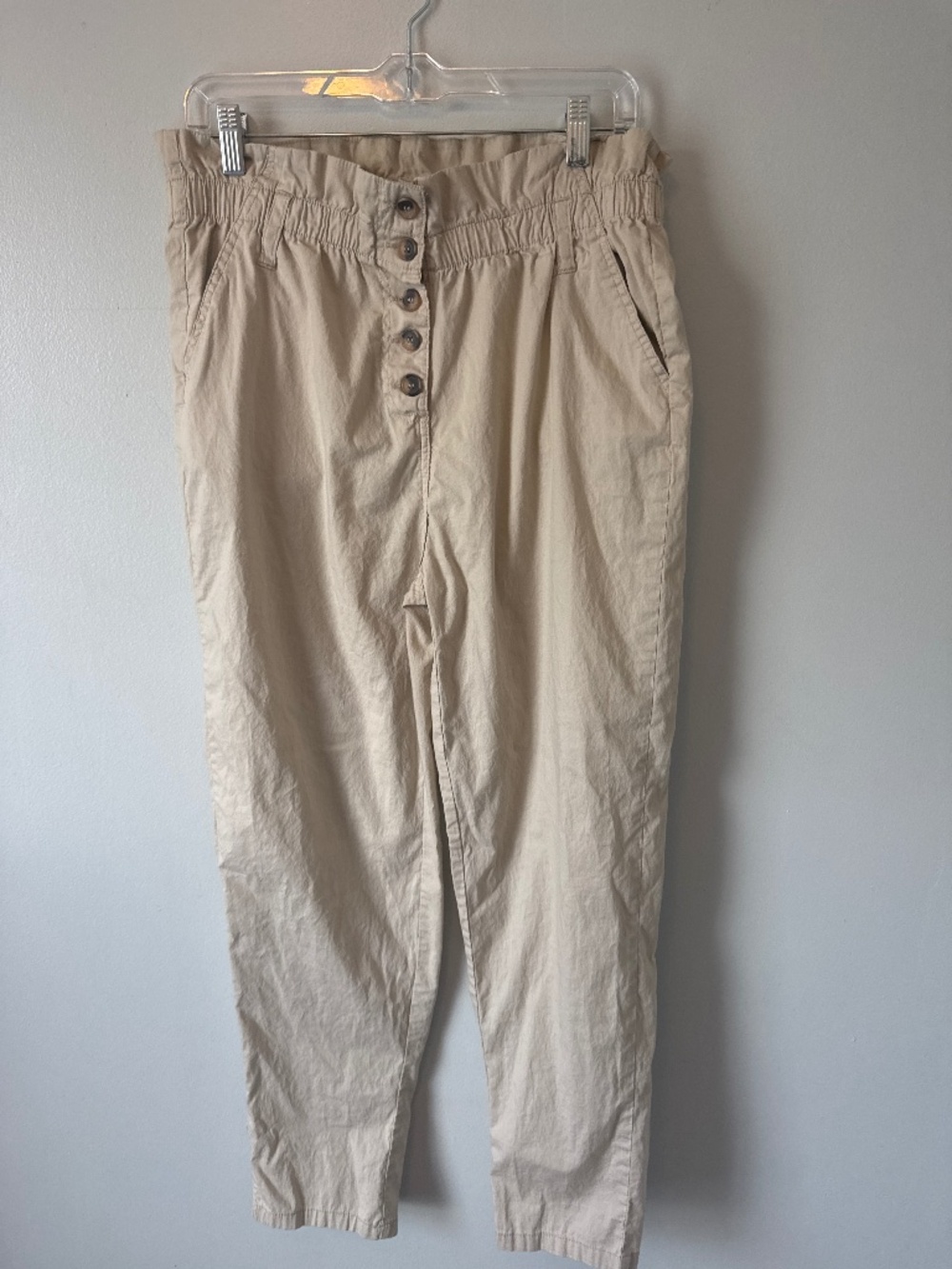 Taxi button front khaki pants